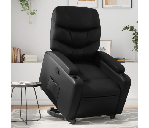 Sillón reclinable elevable cuero artificial negro