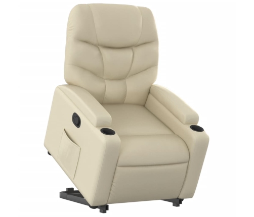 Sillón reclinable elevable cuero artificial color crema