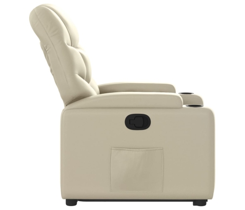 Sillón reclinable elevable cuero artificial color crema