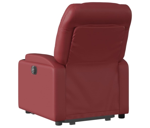 Sillón reclinable elevable cuero artificial rojo tinto