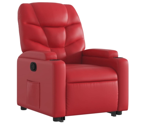 Sillón reclinable elevable cuero artificial rojo