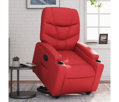 Sillón reclinable elevable cuero artificial rojo