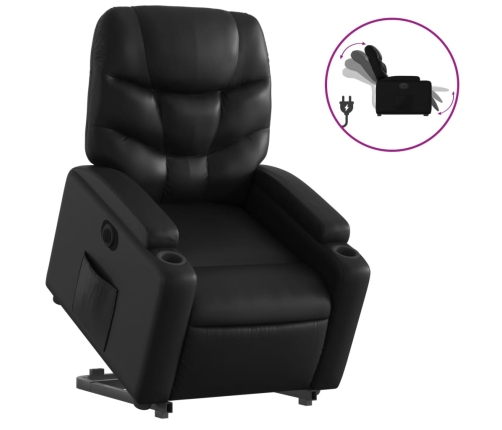 Sillón reclinable y elevable eléctrico cuero sintético negro