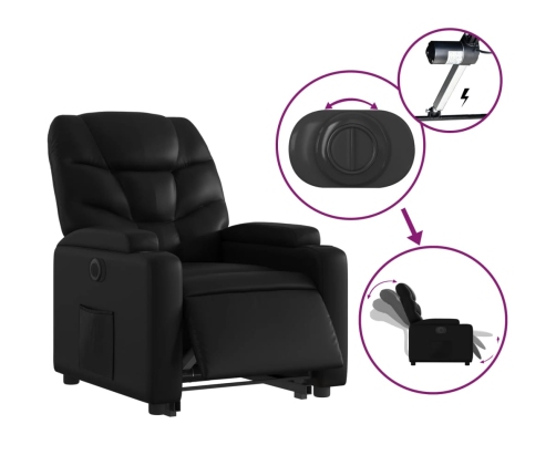 Sillón reclinable y elevable eléctrico cuero sintético negro