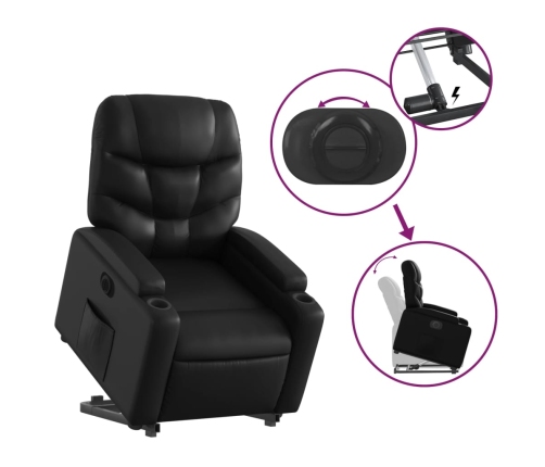 Sillón reclinable y elevable eléctrico cuero sintético negro