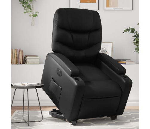 Sillón reclinable y elevable eléctrico cuero sintético negro