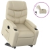 Sillón reclinable elevable eléctrico de cuero sintético crema