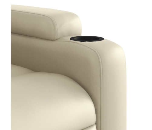 Sillón reclinable elevable eléctrico de cuero sintético crema