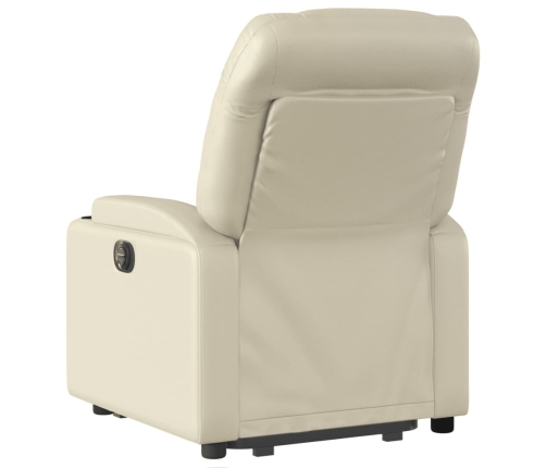 Sillón reclinable elevable eléctrico de cuero sintético crema