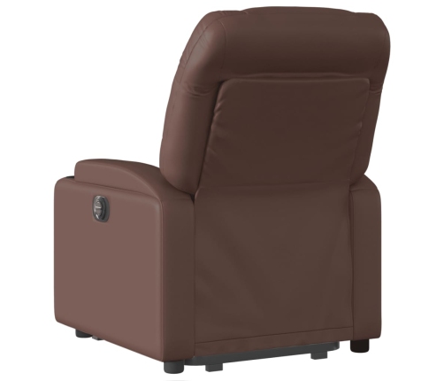 Sillón reclinable elevable eléctrico de cuero sintético marrón