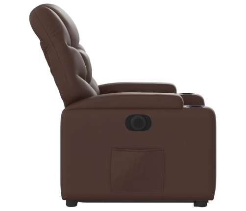 Sillón reclinable elevable eléctrico de cuero sintético marrón