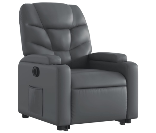 Sillón reclinable elevable eléctrico de cuero sintético gris