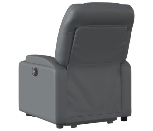 Sillón reclinable elevable eléctrico de cuero sintético gris