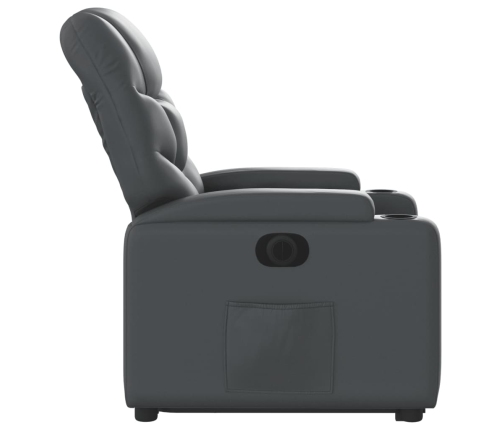 Sillón reclinable elevable eléctrico de cuero sintético gris