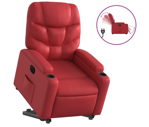 Sillón elevable eléctrico cuero artificial rojo