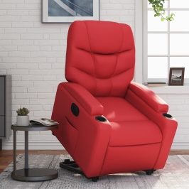 Sillón elevable eléctrico cuero artificial rojo