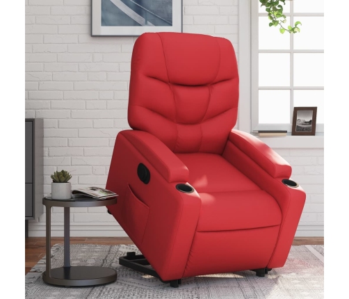 Sillón elevable eléctrico cuero artificial rojo