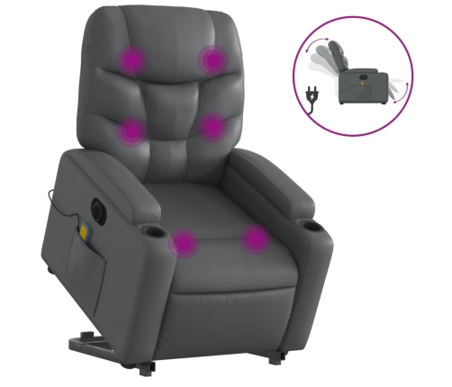 Sillón de masaje elevable eléctrico cuero sintético gris