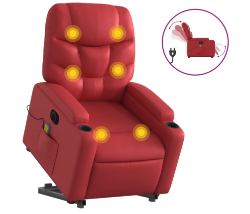 Sillón de majaje elevable eléctrico cuero artificial rojo