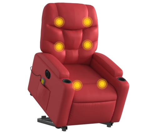 Sillón de majaje elevable eléctrico cuero artificial rojo