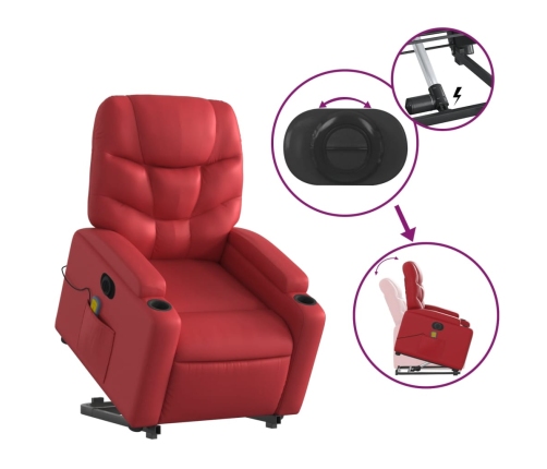 Sillón de majaje elevable eléctrico cuero artificial rojo