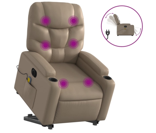 Sillón reclinable de masaje eléctrico cuero sintético capuchino