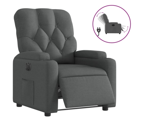 Sillón reclinable eléctrico de tela gris oscuro