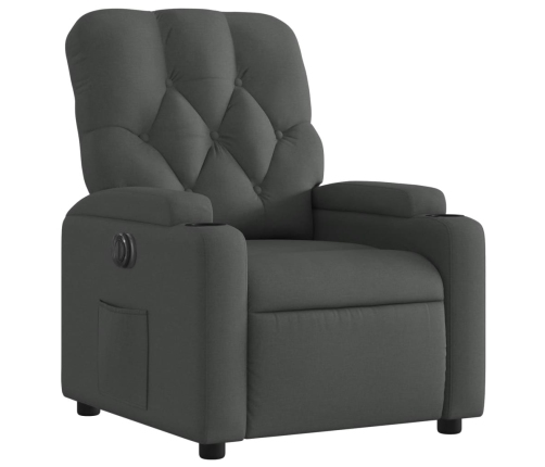 Sillón reclinable eléctrico de tela gris oscuro