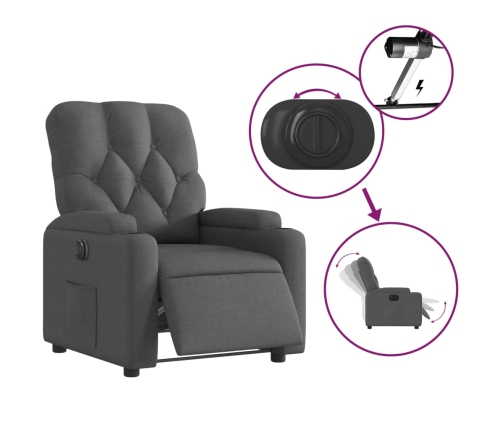 Sillón reclinable eléctrico de tela gris oscuro