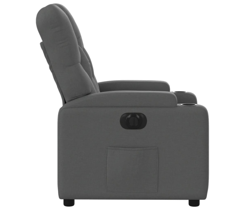 Sillón reclinable eléctrico de tela gris oscuro