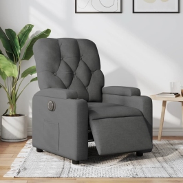 Sillón reclinable eléctrico de tela gris oscuro