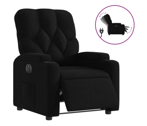 Sillón reclinable eléctrico de tela negro