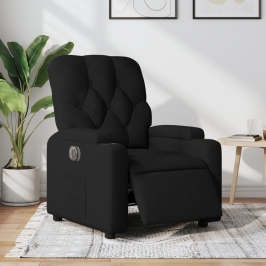 Sillón reclinable eléctrico de tela negro