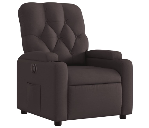 Sillón reclinable eléctrico tela marrón oscuro