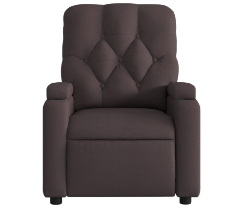 Sillón reclinable eléctrico tela marrón oscuro