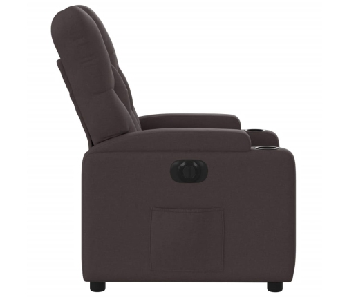 Sillón reclinable eléctrico tela marrón oscuro