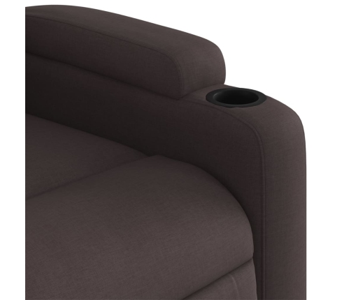 Sillón reclinable eléctrico tela marrón oscuro