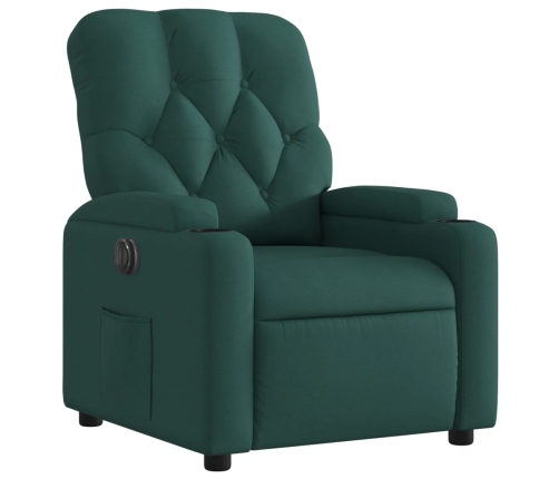 Sillón reclinable eléctrico tela verde oscuro