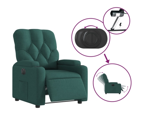 Sillón reclinable eléctrico tela verde oscuro