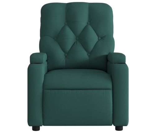 Sillón reclinable eléctrico tela verde oscuro