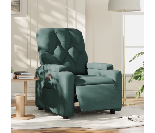 Sillón reclinable eléctrico tela verde oscuro