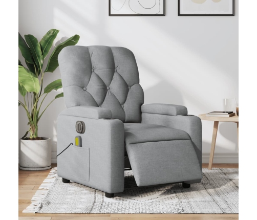 Sillón reclinable de masaje eléctrico tela gris claro