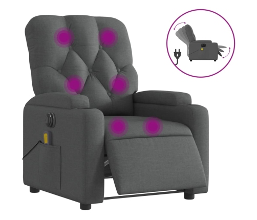 Sillón reclinable de masaje eléctrico tela gris oscuro