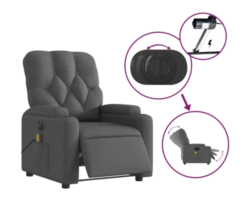 Sillón reclinable de masaje eléctrico tela gris oscuro