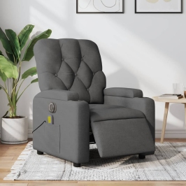 Sillón reclinable de masaje eléctrico tela gris oscuro