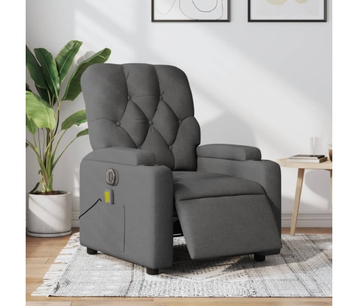 Sillón reclinable de masaje eléctrico tela gris oscuro