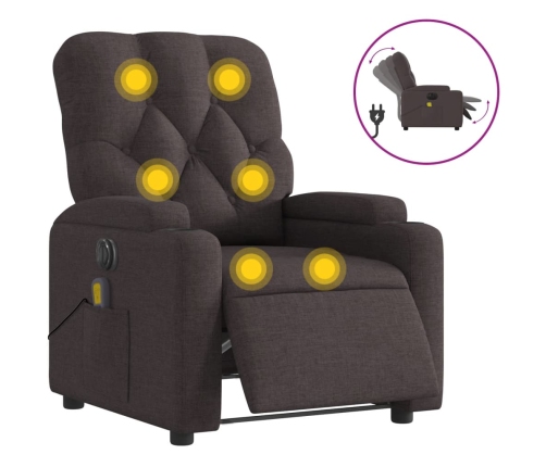 Sillón reclinable de masaje eléctrico tela marrón oscuro