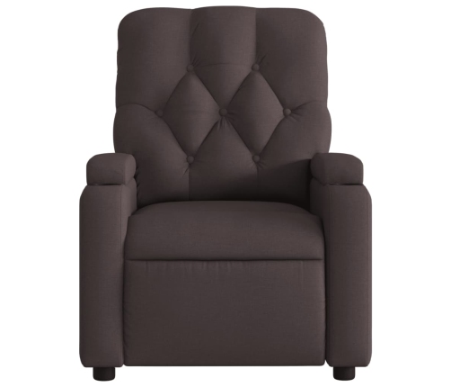 Sillón reclinable de masaje eléctrico tela marrón oscuro