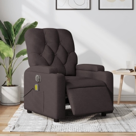 Sillón reclinable de masaje eléctrico tela marrón oscuro