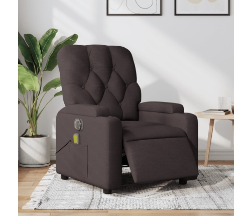 Sillón reclinable de masaje eléctrico tela marrón oscuro